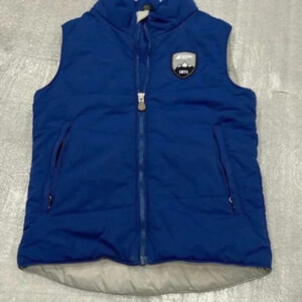 Blue Quilted Puffer Vest with Crest Patch
